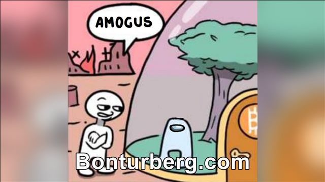 Amogus meme image: StoneToss character looking at an Among Us white crewmate and saying "Amogus.".