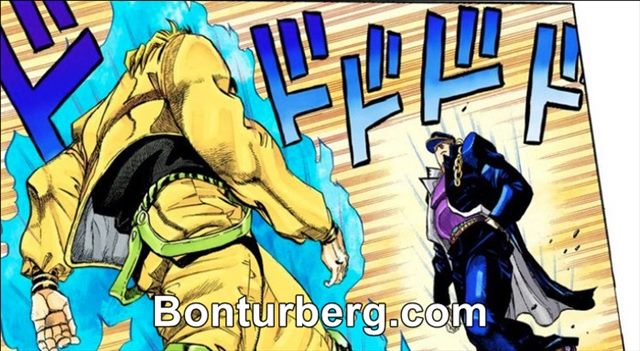 Oh? You're Approaching Me? / JoJo Approach meme image: Manga panel Jotaro Kujo walking toward Dio Brando.
