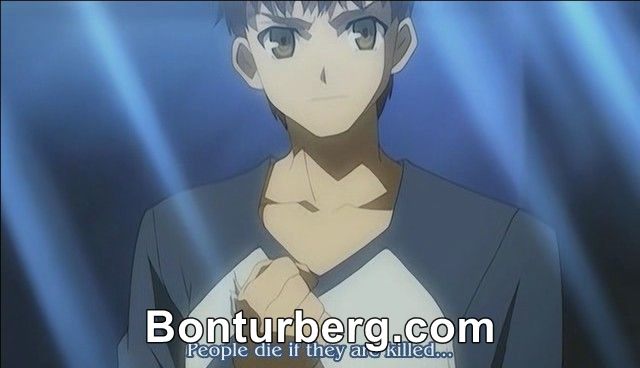 People Die If They Are Killed meme image: Shirou Emiya clenching his fist "People die if they are killed...".