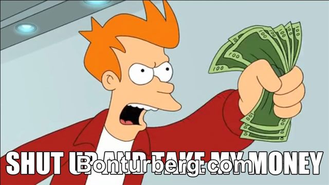 Shut Up And Take My Money! meme image: Shut up and take my money meme depicting Phillip j fry from futurama.